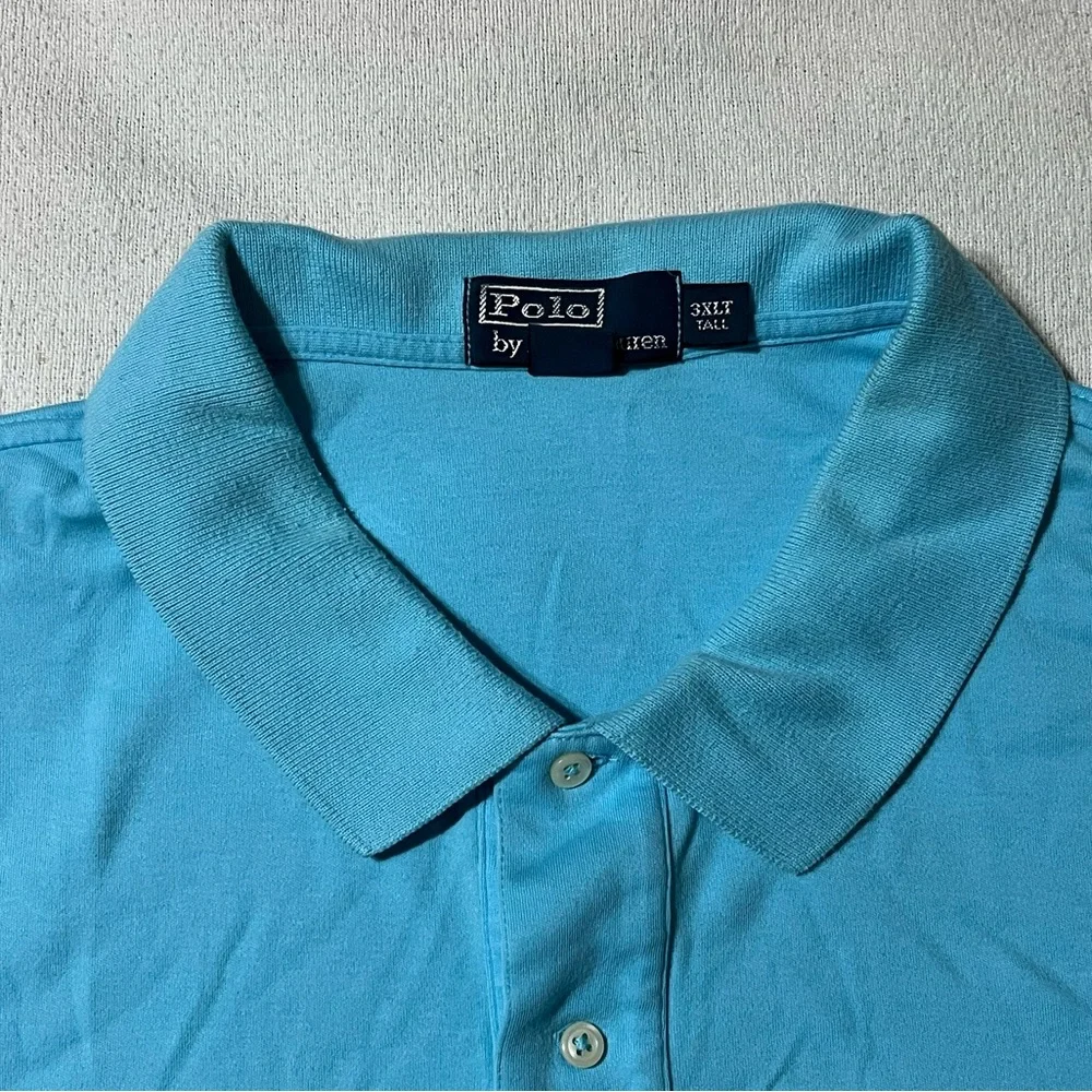 Polo Ralph Lauren Mens 3XLT Blue Short Sleeve‎ Polo 100% Cotton Shirt *FLAW